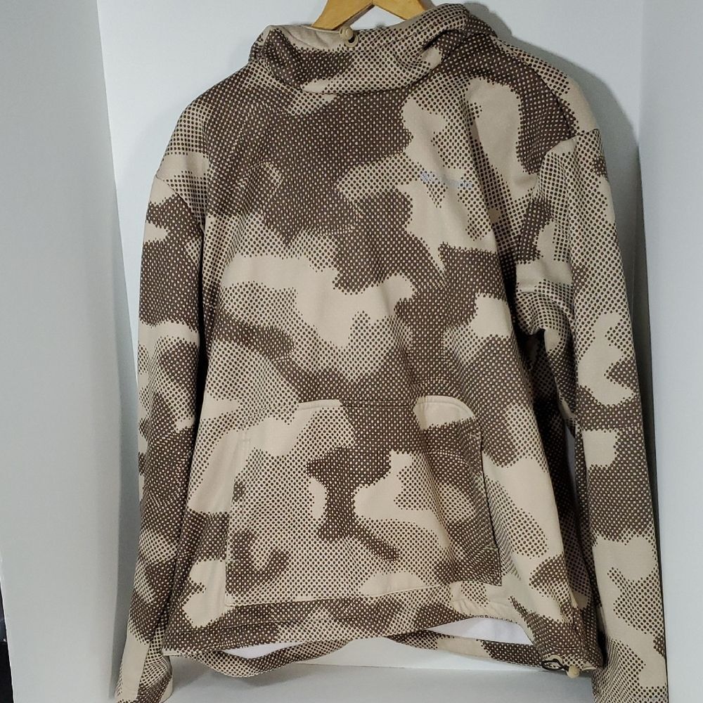 Columbia Out-Shield Dry Hooded Fleece Brown Camouflage Men's Size XL